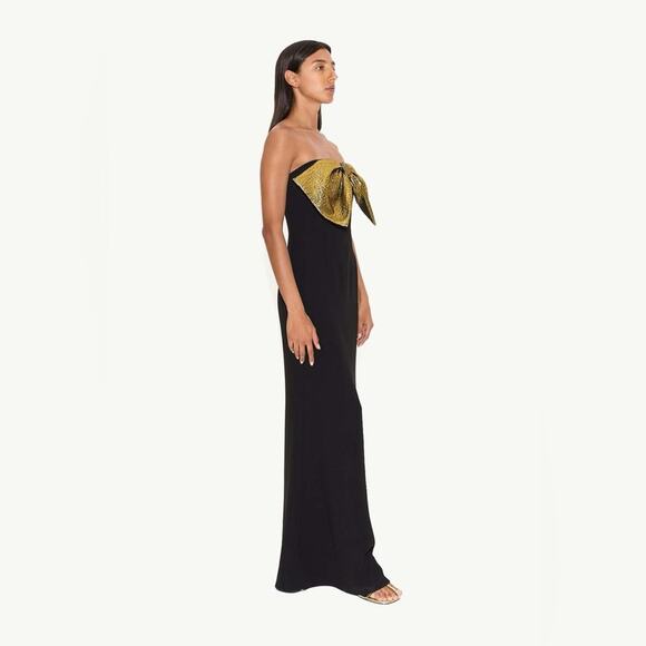 Simon Miller Dali Strapless Crepe Maxi Dress – Black & Gold (Size 4, NWT) - Picture 2 of 8